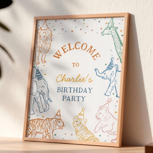 Affiche de bienvenue pour anniversaire Safari Part (Créateur téléchargé)