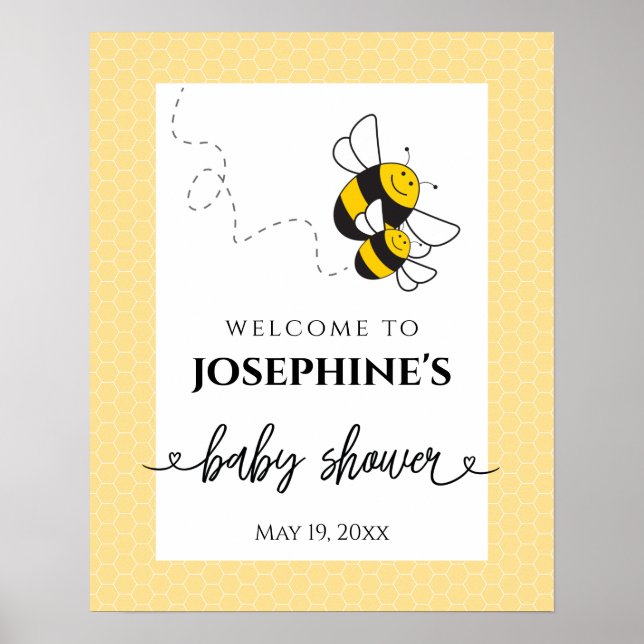 Affiche de bienvenue pour Baby shower abeille - gr (Devant)