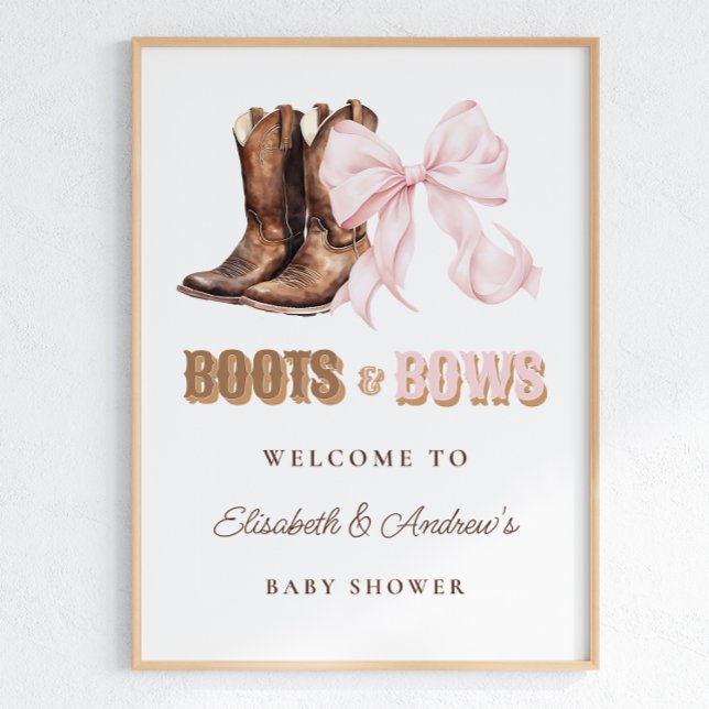 Affiche de bienvenue pour Baby Shower Boots & Bows (Créateur téléchargé)