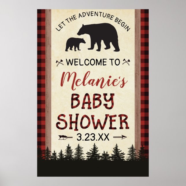 Affiche de bienvenue pour Baby Shower Bûcheron Our (Devant)