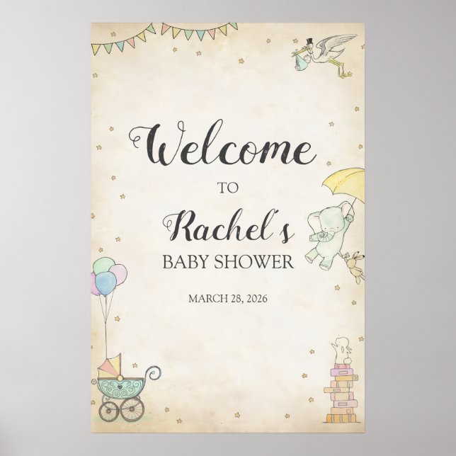Affiche de bienvenue pour Baby Shower de conte de  (Devant)