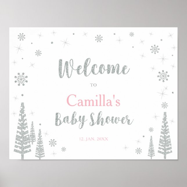 Affiche de bienvenue pour Baby shower d'hiver, Fil (Devant)