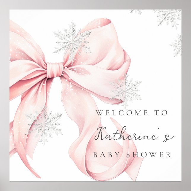 Affiche de bienvenue pour Baby Shower Flocons de n (Devant)