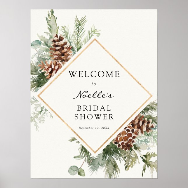 Affiche de bienvenue pour Baby Shower hivernal à f (Devant)