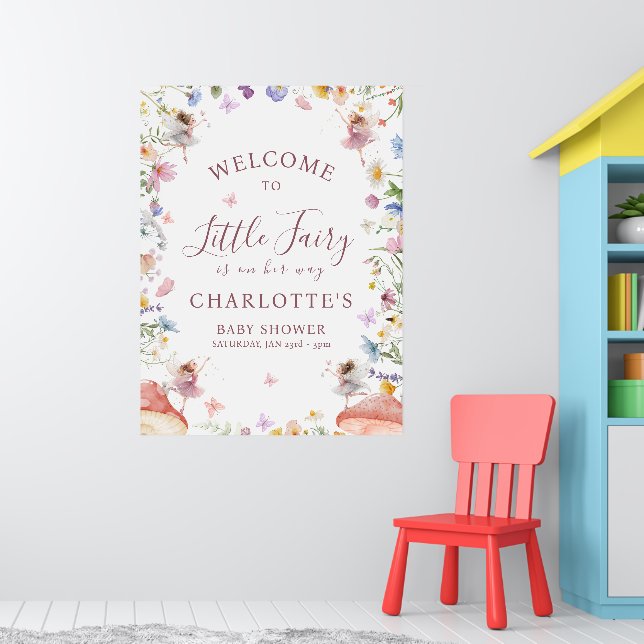 Affiche de bienvenue pour Baby Shower Jardin de Fé (Pépinière 1)