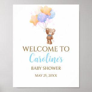 Affiche de bienvenue pour Baby Shower Ours Ballon 
