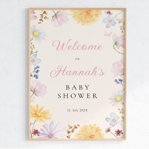 Affiche de bienvenue pour Baby Shower Wildflower