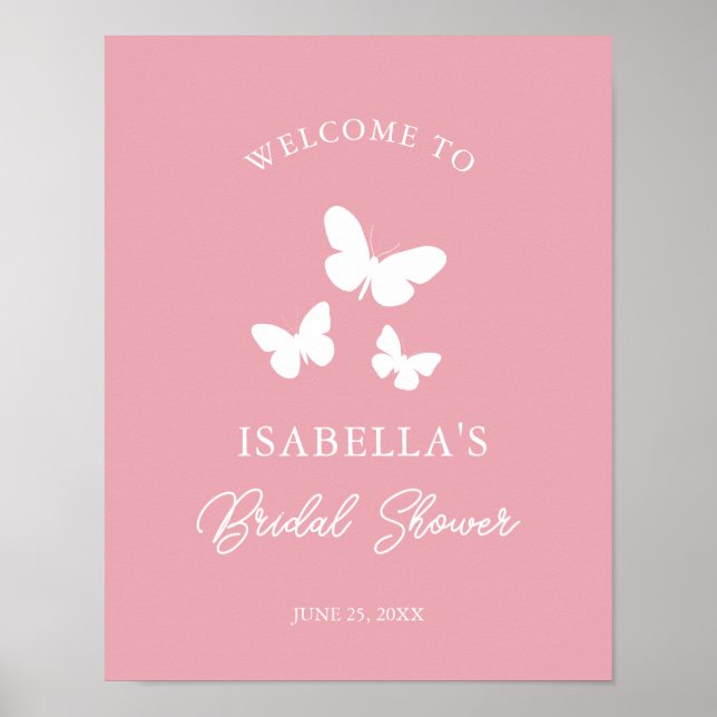 Affiche de bienvenue pour la baby shower "Papillon (Devant)