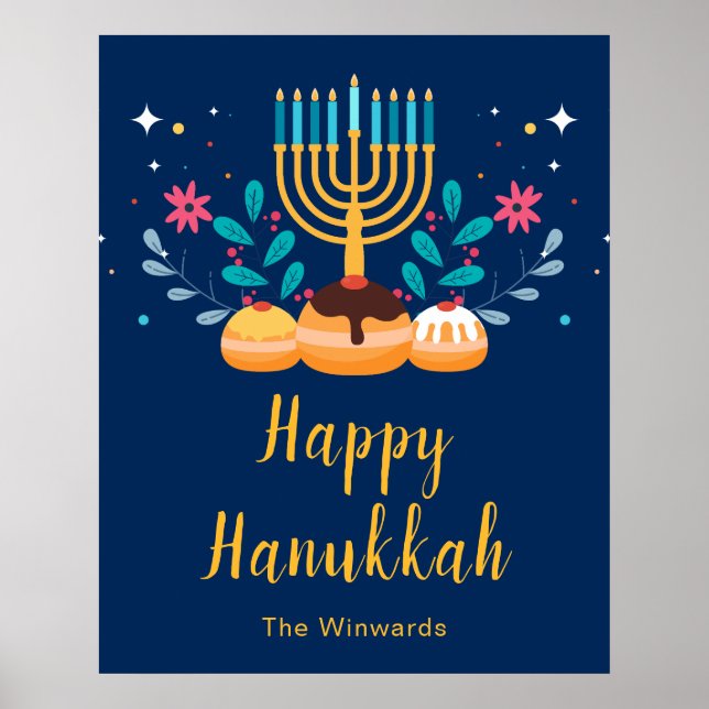 Affiche de bienvenue pour la fête de Hanouka avec  (Devant)