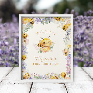 Affiche de bienvenue pour l'anniversaire d'abeille