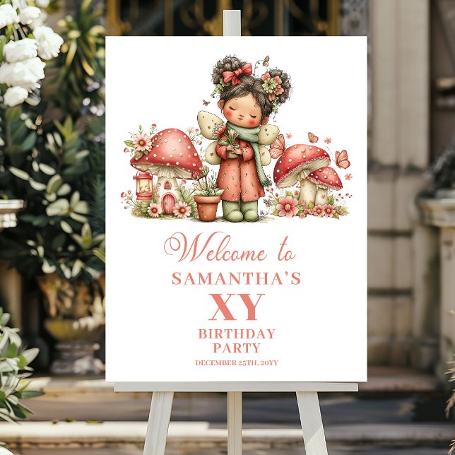 Affiche de bienvenue pour le 2ème anniversaire de  (Magical Whimsy Fairy 2nd Birthday Welcome Poster)