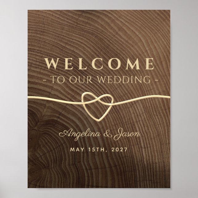 Affiche de bienvenue pour mariage en bois (Devant)