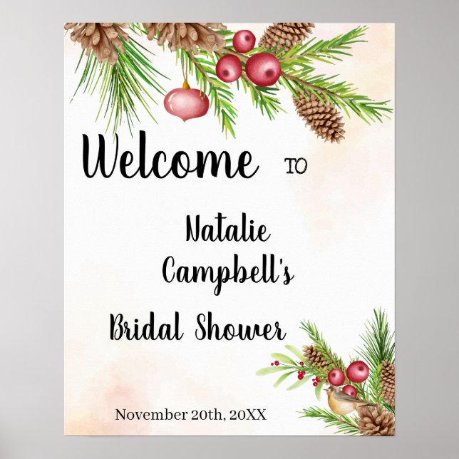 Affiche de bienvenue pour un mariage de Noël (Devant)