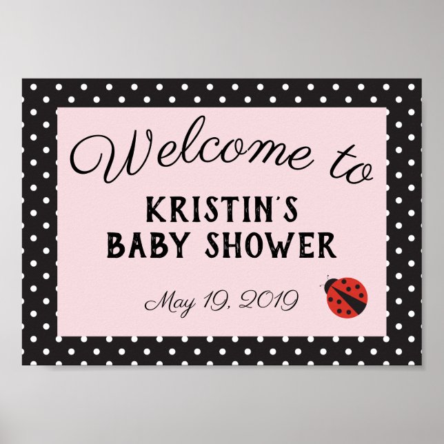Affiche de bienvenue pour une baby shower coccinel (Devant)