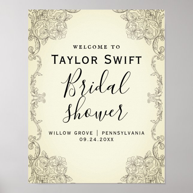 Affiche de bienvenue pour une baby shower fleuri d (Devant)