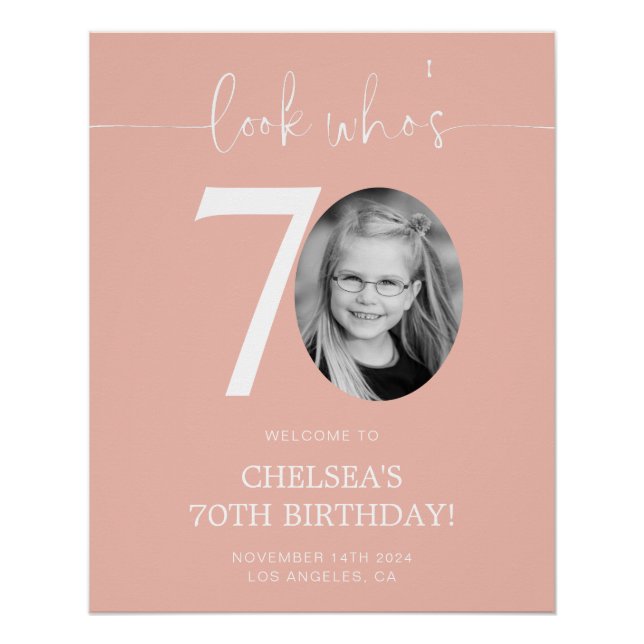 Affiche de bienvenue rose 70e anniversaire | Regar (Devant)