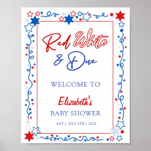 Affiche de bienvenue rouge blanc et Baby shower dû