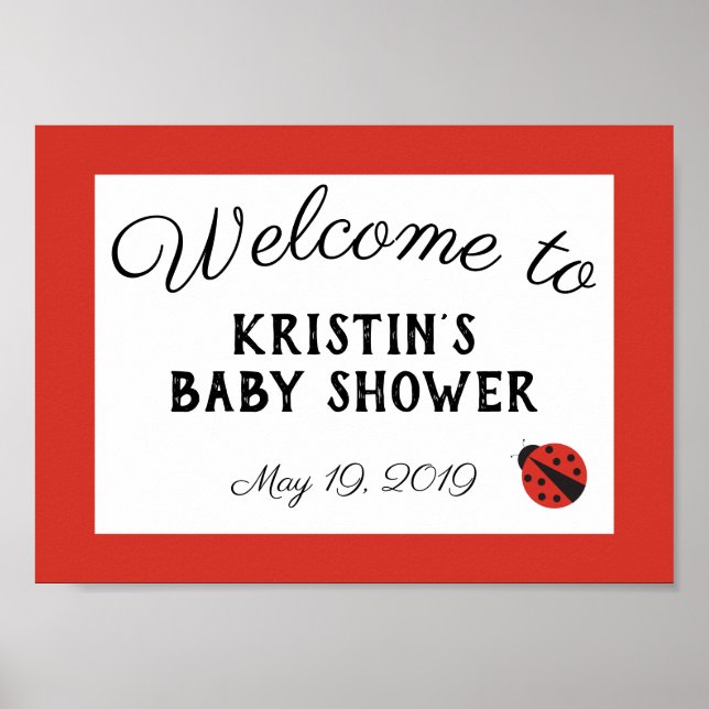 Affiche de bienvenue rouge pour baby shower coccin (Devant)