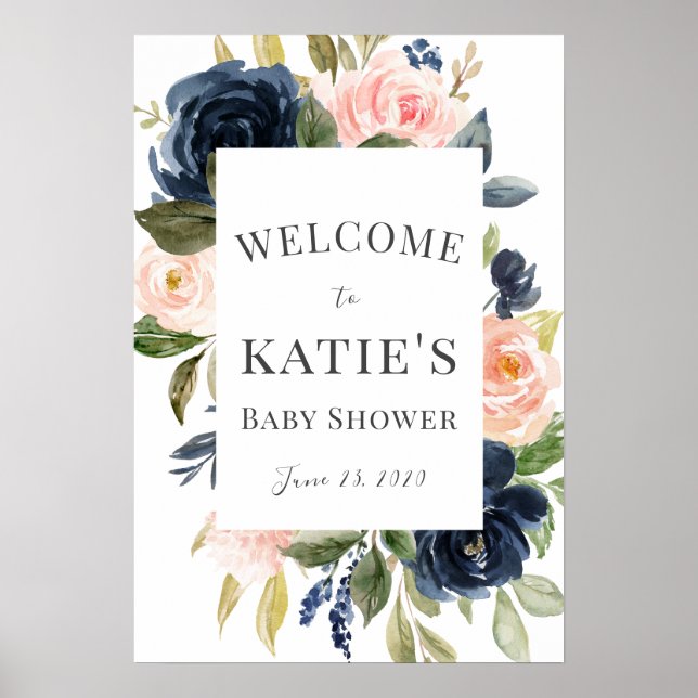 Affiche de bienvenue sur le Baby shower floral de  (Devant)