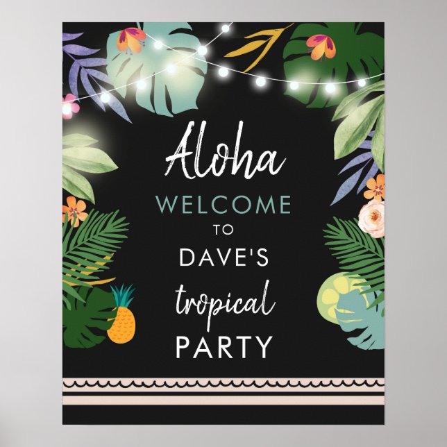 Affiche de bienvenue Tropical Aloha Luau Hawaiian  (Devant)