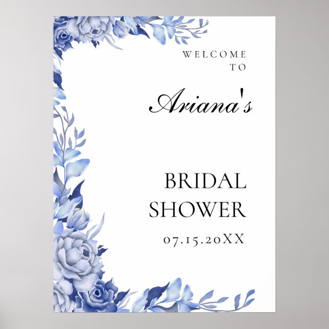 Affiche de bienvenue vintage Floral Mariage (Devant)