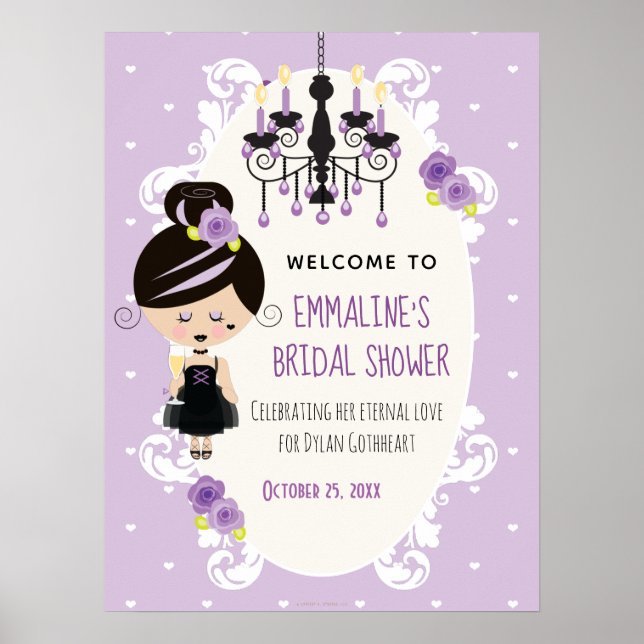 Affiche de bienvenue Wedding shower gothique (Devant)