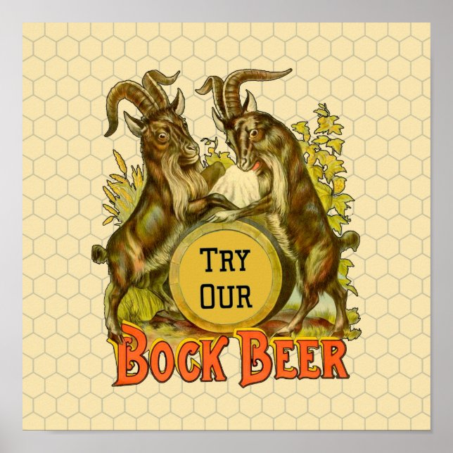 Affiche de bière Bock vintage : Antique Goat Saloo (Devant)