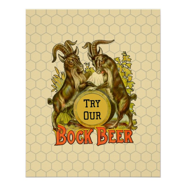 Affiche de bière Bock vintage : Antique Goat Saloo (Devant)