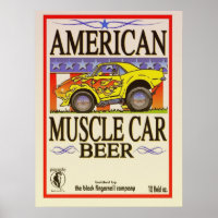 affiche de bière de voiture musculaire américain