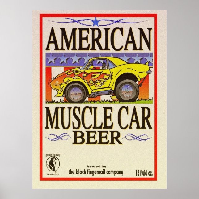 affiche de bière de voiture musculaire américain (Devant)