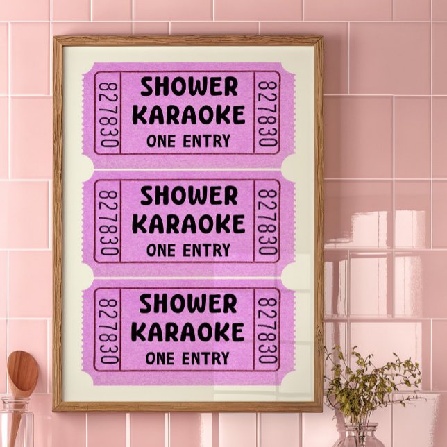 Affiche de billet de karaoke sous la douche rose (Créateur téléchargé)