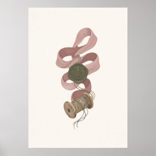 Affiche de bobine de fil de cire de sauge de ruban