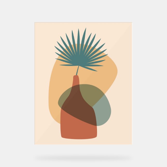 Affiche de Boho avec feuille tropicale (Recto)