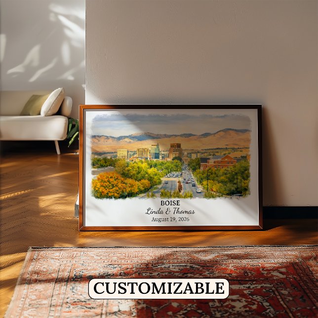Affiche de Boise Idaho, Aquarelle, Sur mesure (Créateur téléchargé)
