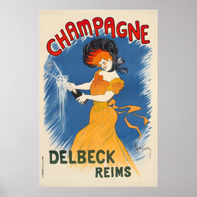 Affiche de boisson vintage Champagne Delbeck Reims (Devant)