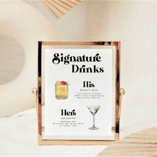 Affiche de boissons signatures de style rétro vint