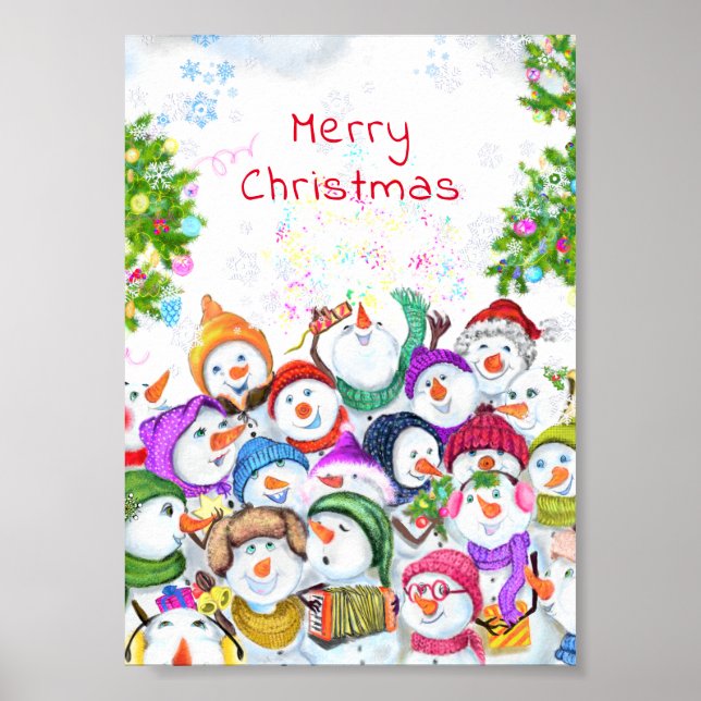 Affiche de bonhomme de neige de Noël (Devant)