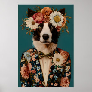Affiche de Border Collie en costume, Border Collie