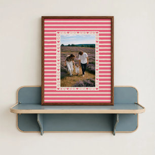 Affiche de bordure de cœur rose vif - Cadeau perso