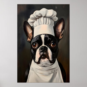 Affiche de Boston Terrier en chapeau de chef, Art 