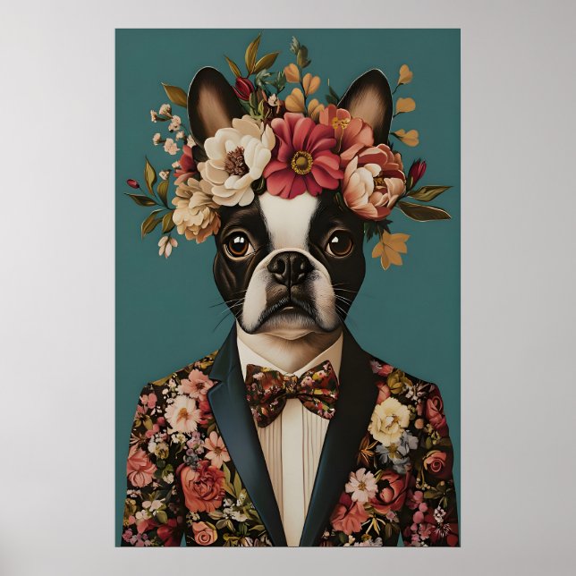 Affiche de Boston Terrier en costume, Boston Terri (Devant)