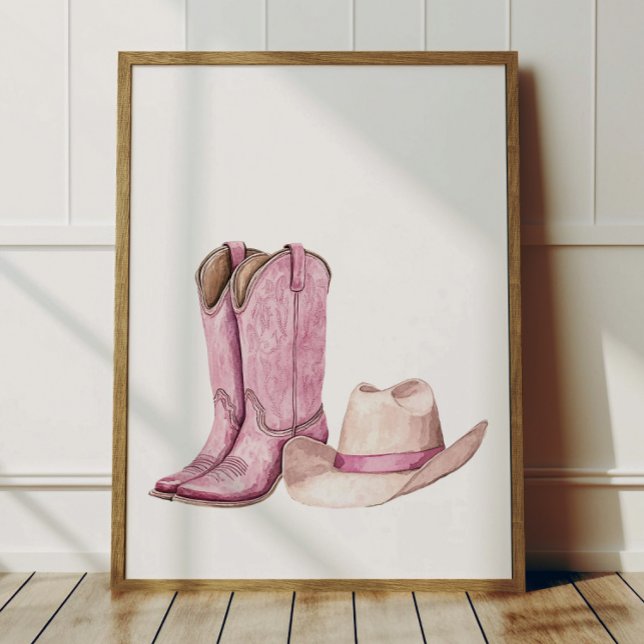 Affiche de bottes de cowgirl rose pour la décorati (Créateur téléchargé)