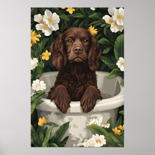 Affiche de Boykin Spaniel dans une baignoire, Chie