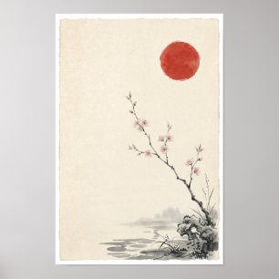 Affiche de branche de fleurs de cerisier Lavis j