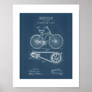Affiche de brevet de plan de vélo vintage Antiqu