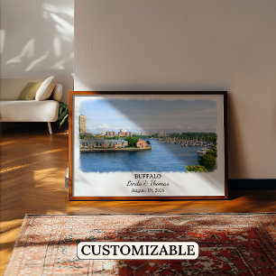 Affiche de Buffalo New York, Aquarelle, Sur mesure