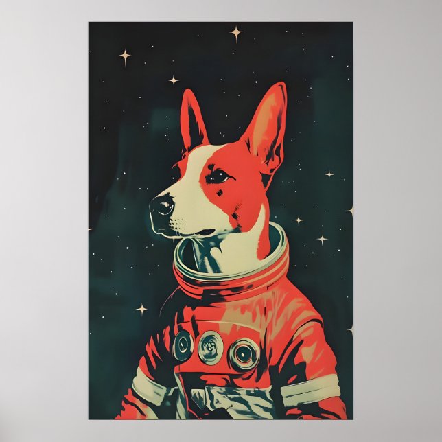 Affiche de Bull Terrier Astronaute, Bull Terrier R (Devant)