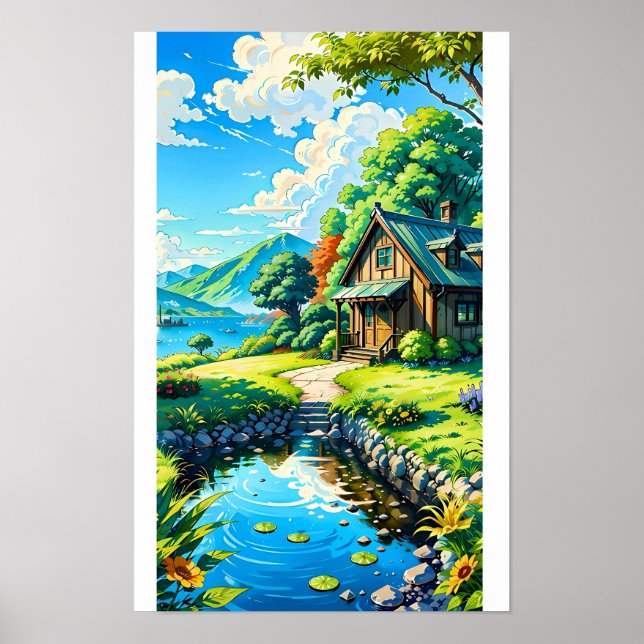 Affiche de cabine de paysage anime vibrant Nature (Devant)