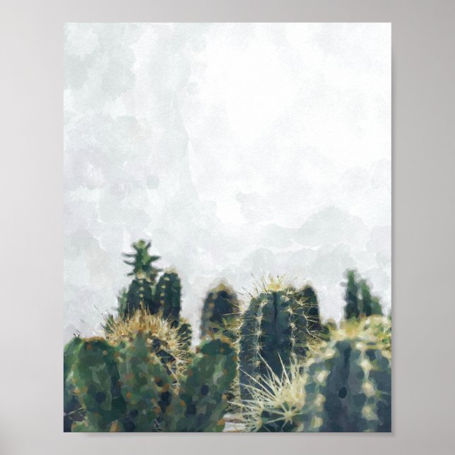 Affiche de cactus aquarelle | 8x10 (Devant)
