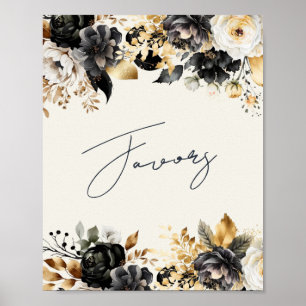 Affiche de cadeaux de 60 ans Fleur de Black Gold